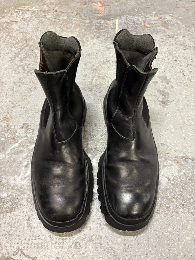 2000s Prada Hybrid Leather Black Boots - Image 2