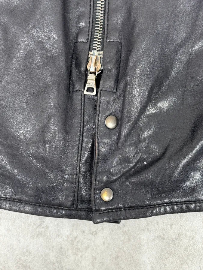 2000s Prada Hybrid Premium Biker Leather Jacket - Image 10