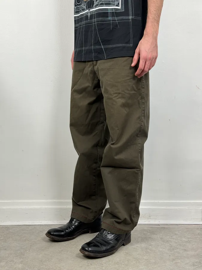2000s Prada Khaki Green Cozy Pants - Image 2