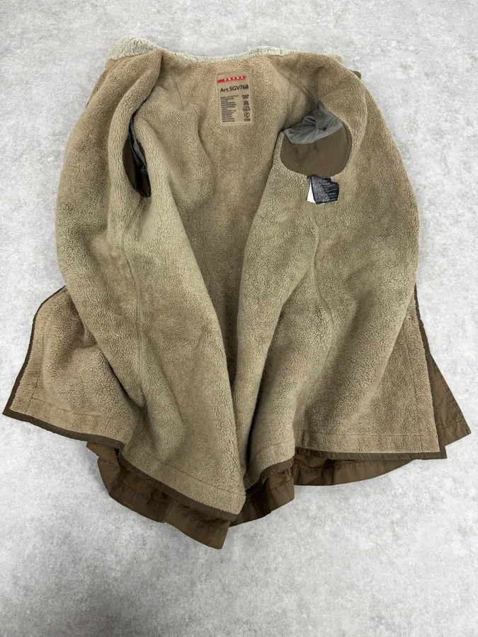 2000s Prada Khaki Green Long Hooded Coat - Image 8