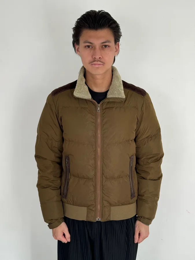 2000s Prada Khaki Nylon Puffer Bomber Jacket - Image 2