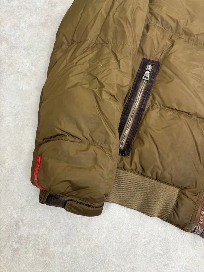 2000s Prada Khaki Nylon Puffer Bomber Jacket - Image 8