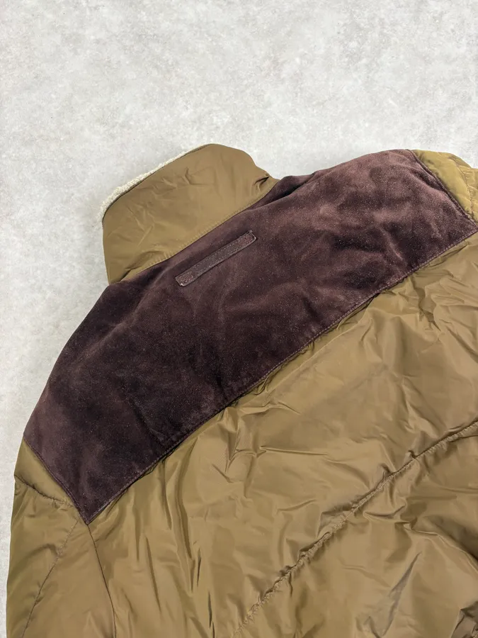 2000s Prada Khaki Nylon Puffer Bomber Jacket - Image 9