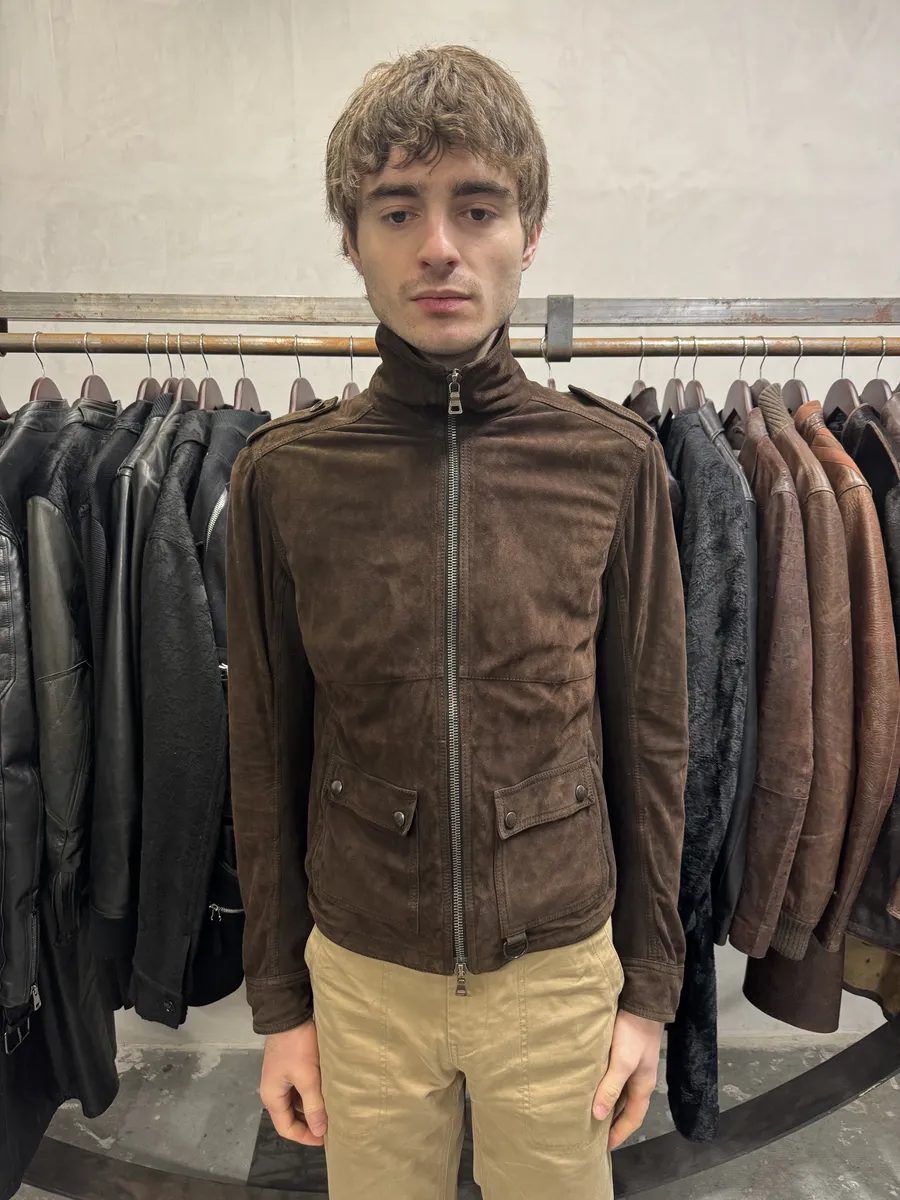 2000s Prada Light Hybrid Suede Brown Leather Jacket - Image 2