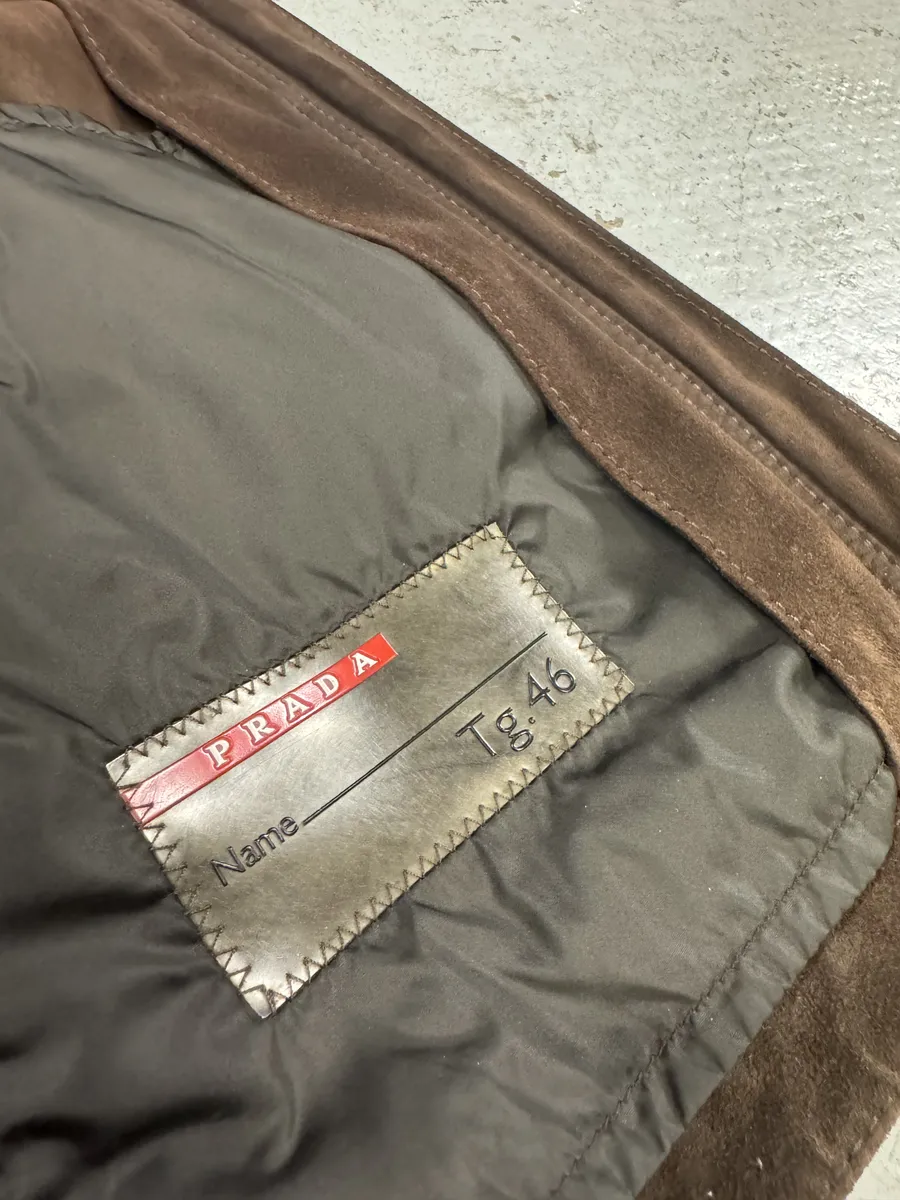 2000s Prada Light Hybrid Suede Brown Leather Jacket - Image 6
