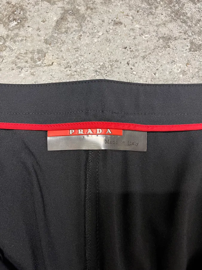 2000s Prada Linea Rossa Black Light Straight Pants - Image 10