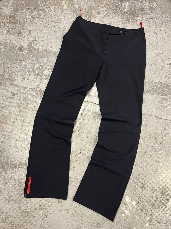 2000s Prada Linea Rossa Black Light Straight Pants - Image 5