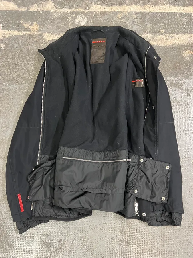 2000s Prada Linea Rossa Black Nylon Jacket - Image 2