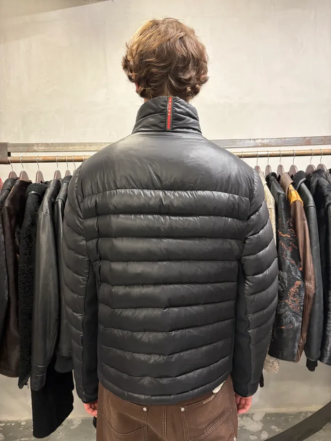 2000s Prada Linea Rossa Black Puffer Jacket - Image 3