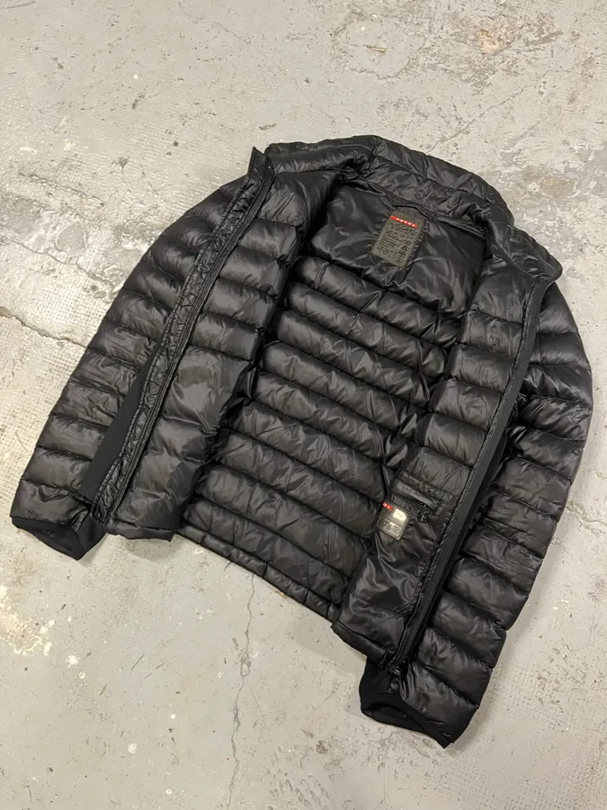 2000s Prada Linea Rossa Black Puffer Jacket - Image 5
