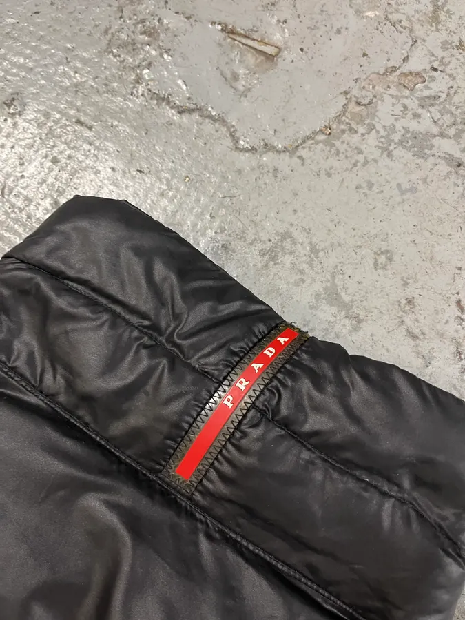2000s Prada Linea Rossa Black Puffer Jacket - Image 8
