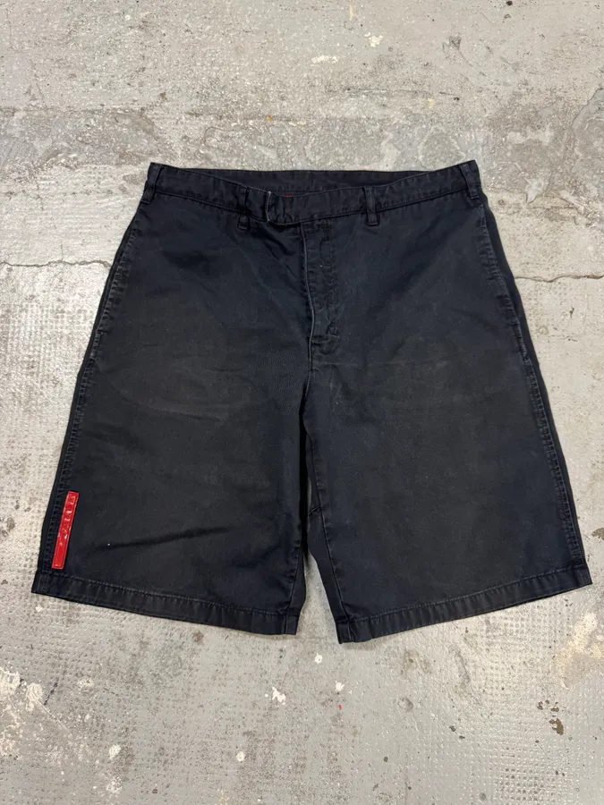 2000s Prada Linea Rossa Black Shorts