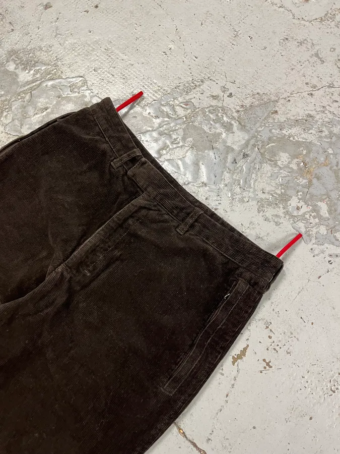 2000s Prada Linea Rossa Dark Brown Corduroy Pants - Image 6