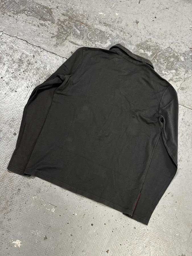 2000s Prada Linea Rossa Grey Classic Longsleeve Polo - Image 6
