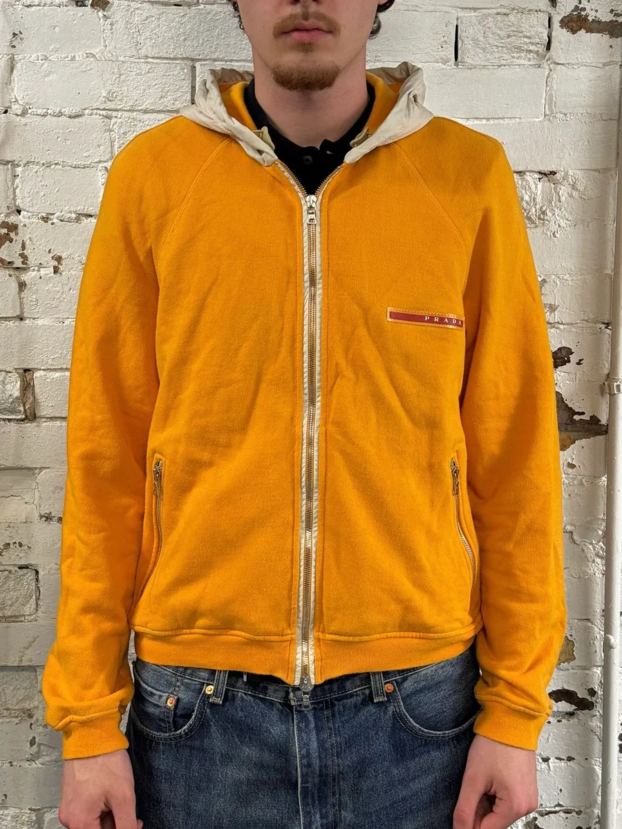 2000s Prada Linea Rossa Hybrid Orange Zip-up Hoodie - Image 2