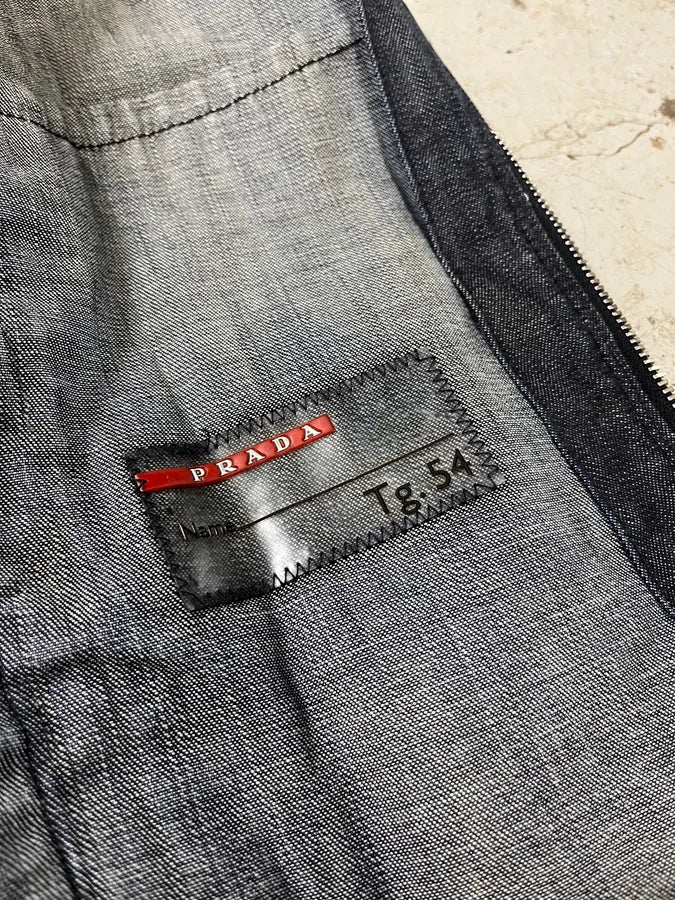 2000s Prada Linea Rossa Light Denim Jacket - Image 7