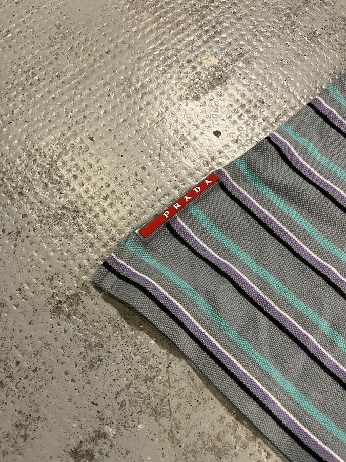2000s Prada Linea Rossa Multicolor Striped Polo - Image 5
