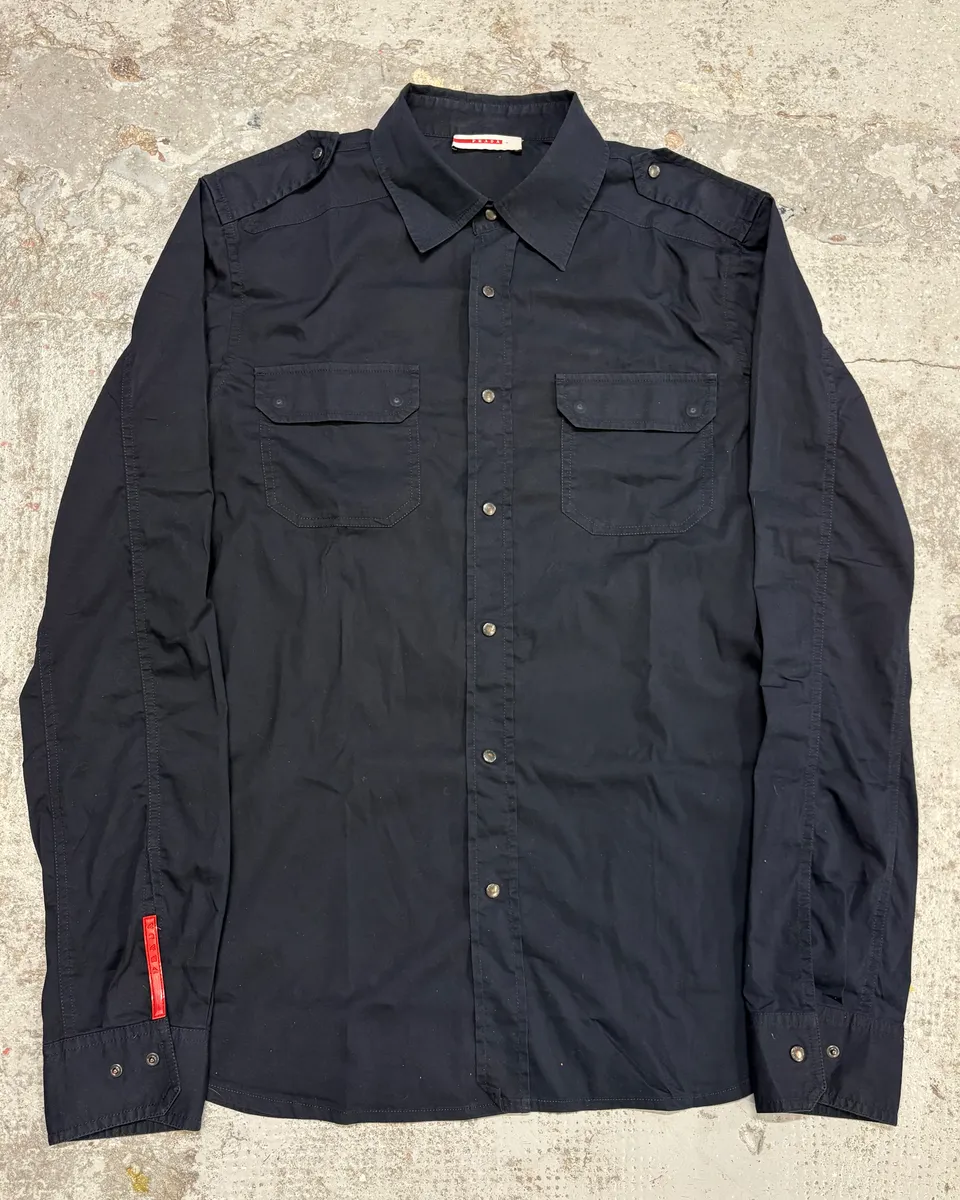 2000s Prada Linea Rossa Navy Italian Shirt
