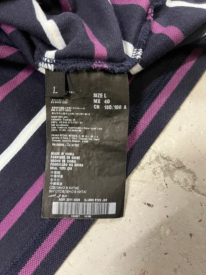 2000s Prada Linea Rossa Navy & Purple Striped Polo Shirt - Image 9