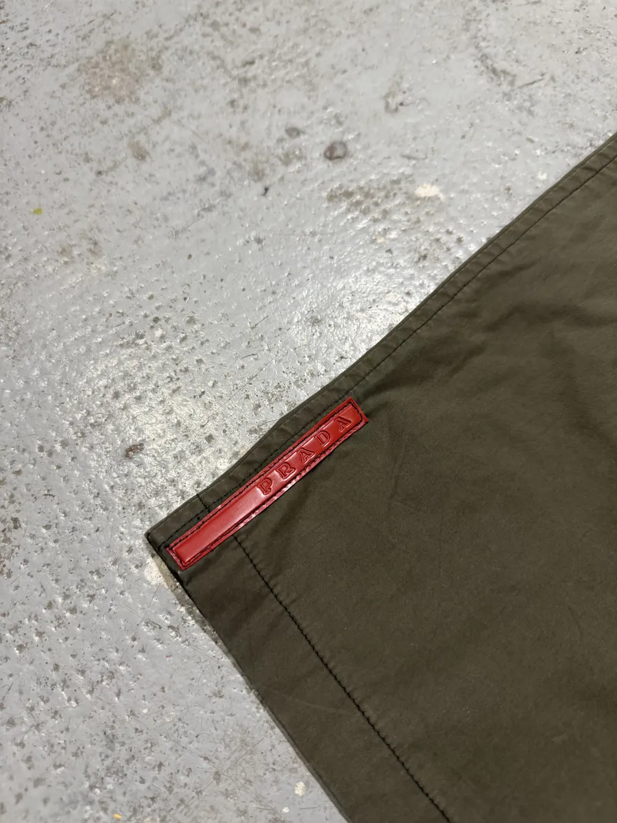 2000s Prada Linea Rossa Olive Green Pants - Image 11