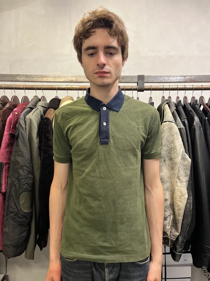 2000s Prada Linea Rossa Olive Polo Shirt - Image 2