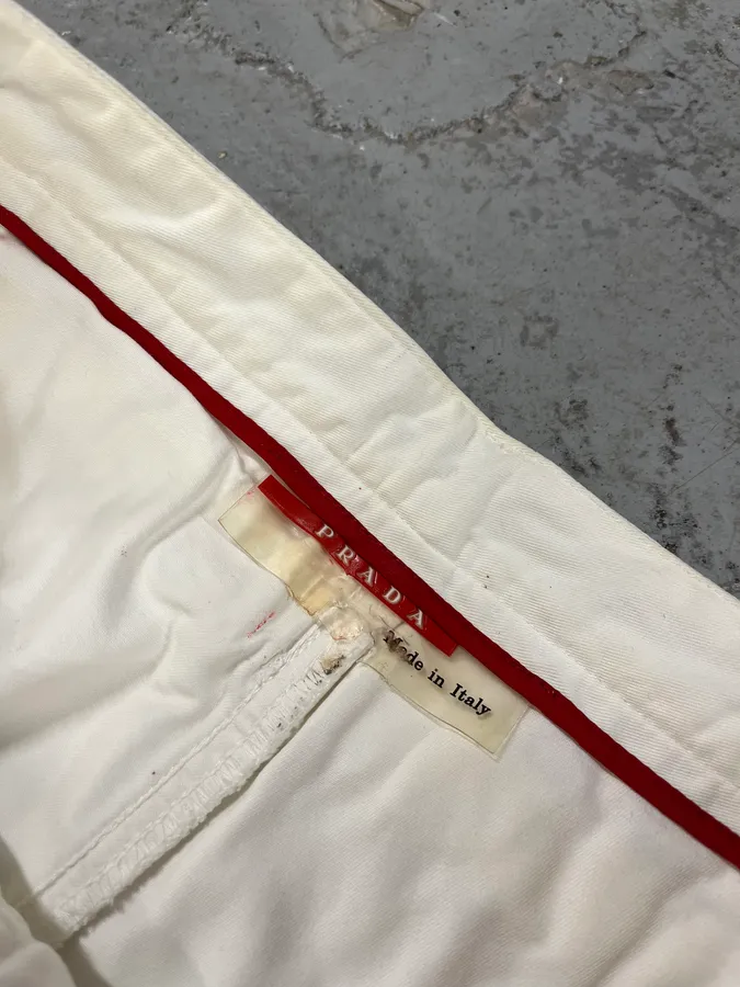 2000s Prada Linea Rossa White Sport Relaxed Large Pants - Image 8