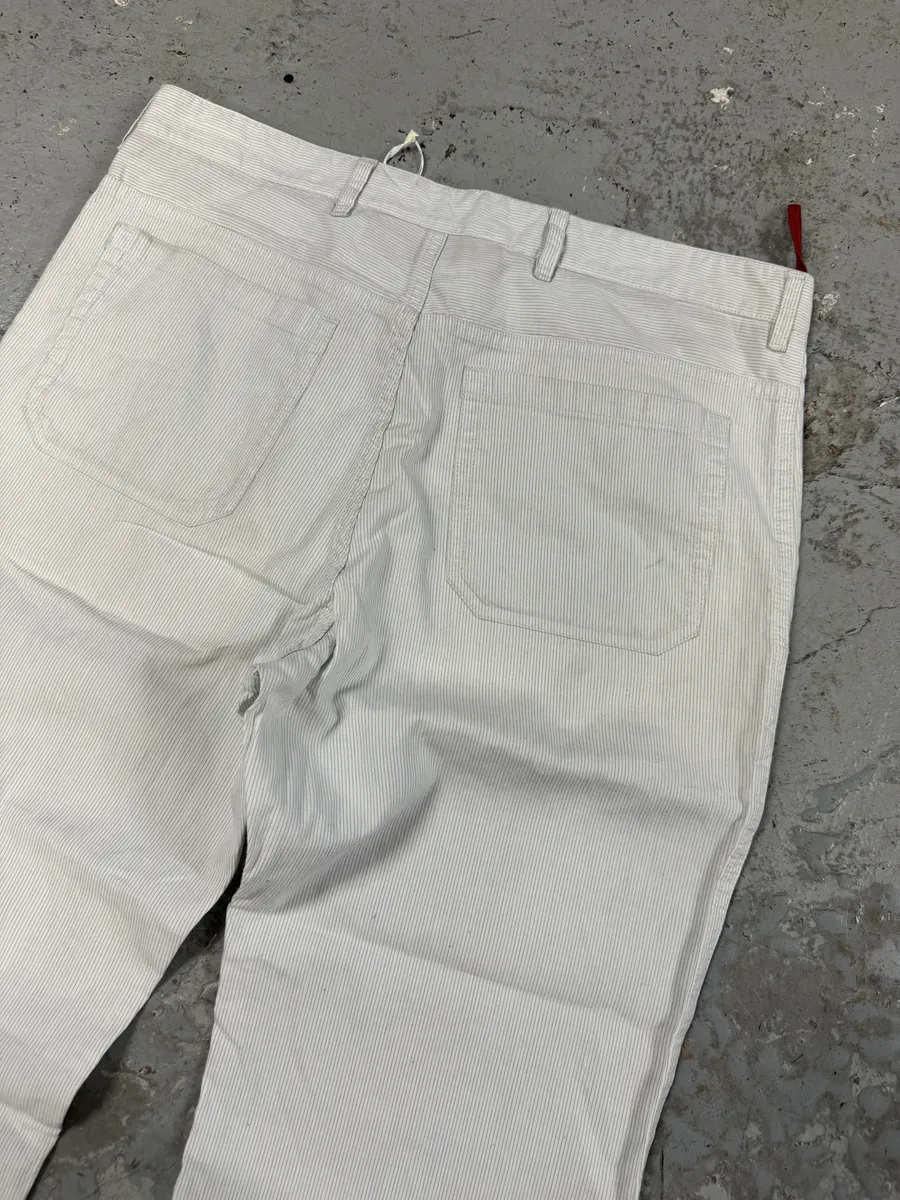 2000s Prada Linea Rossa White Striped Pants - Image 6