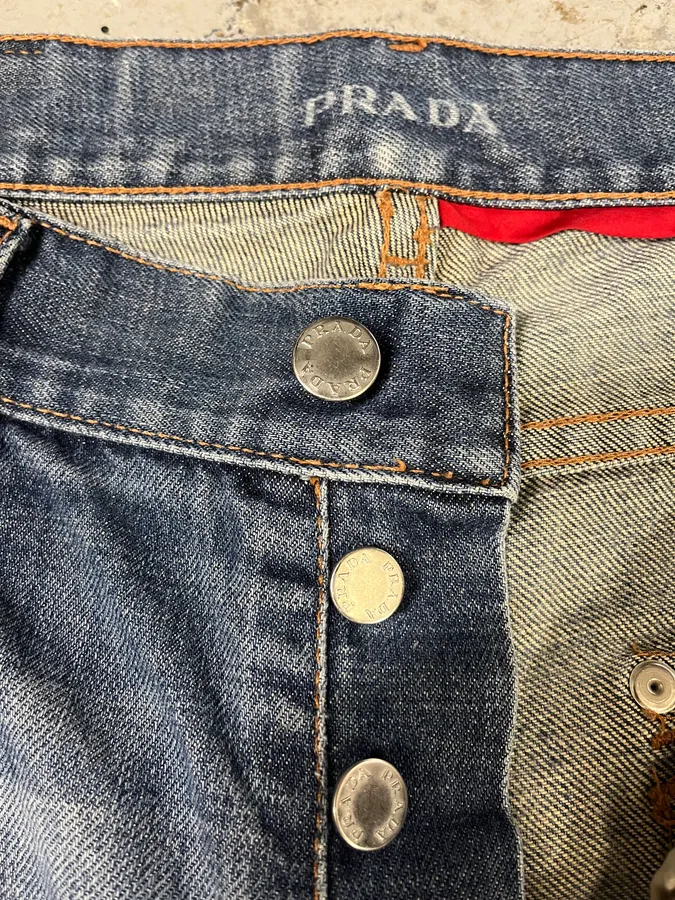 2000s Prada Loose Blue Denim Jeans - Image 8