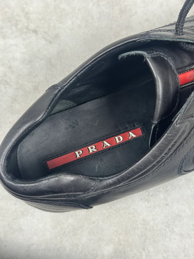 2000s Prada Low Trainers Black Leather Shoes - Image 7
