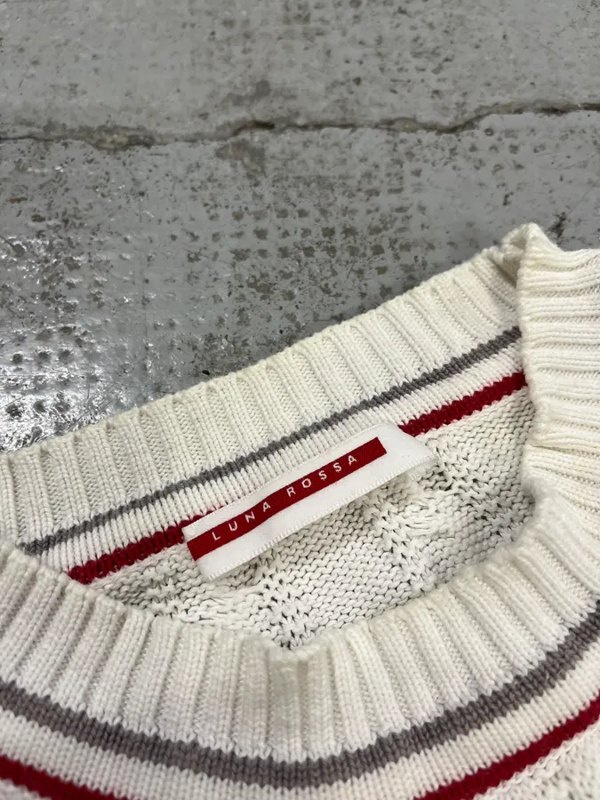 2000s Prada Luna Rossa White Knit Wool Sweater - Image 10