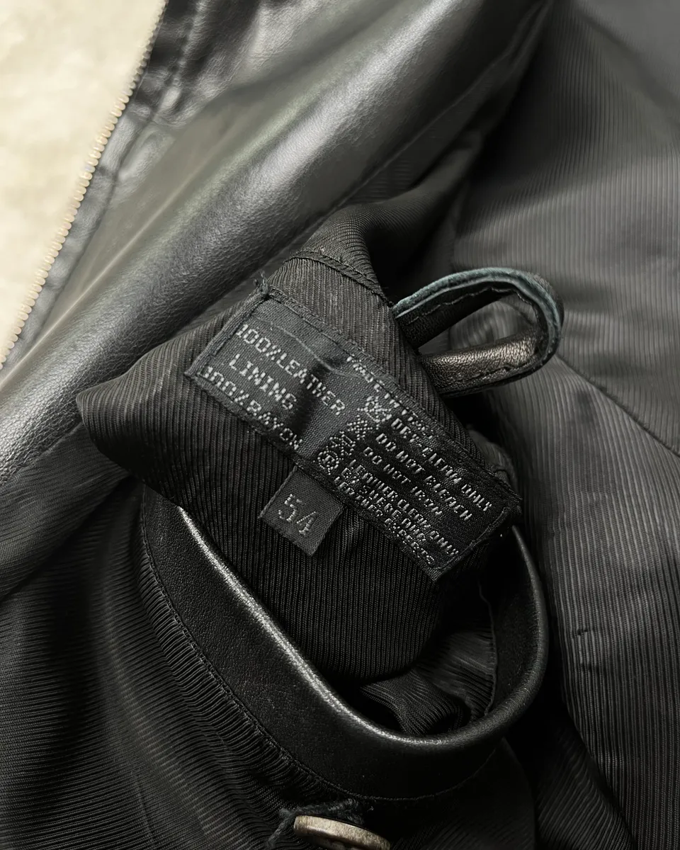 2000s Prada Minimalist Black Leather Jacket - Image 11