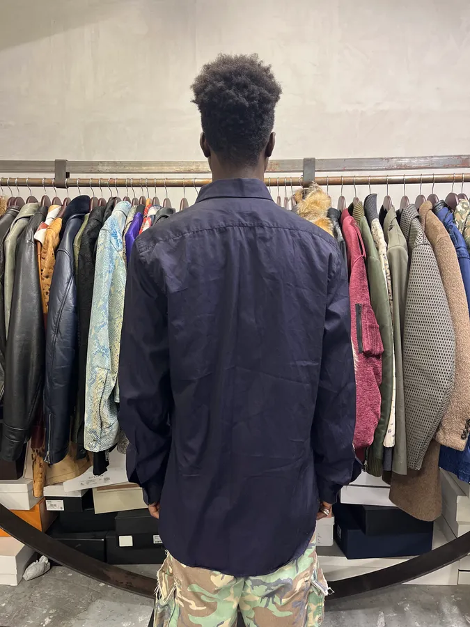 2000s Prada Minimalist Navy Shirt - Image 5