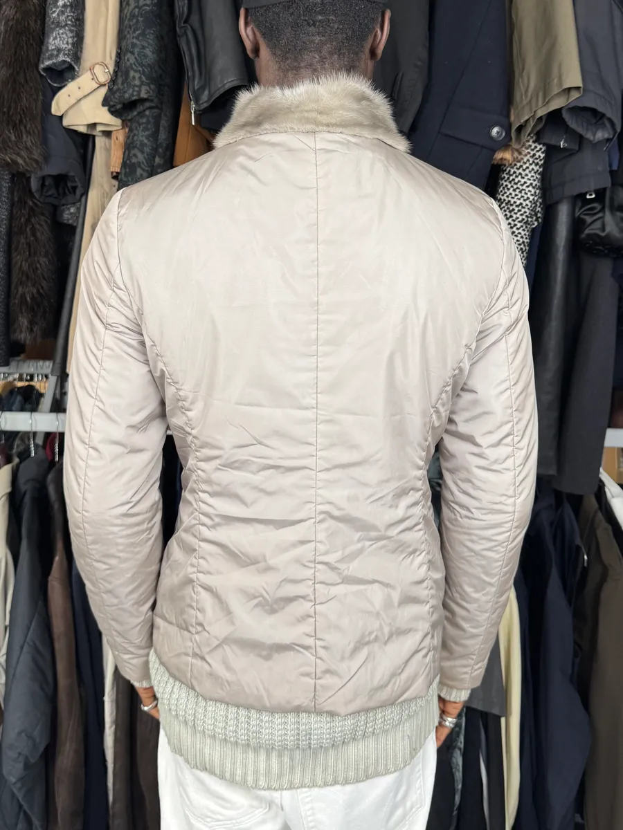 2000s Prada Mink Fur Grey Jacket - Image 3