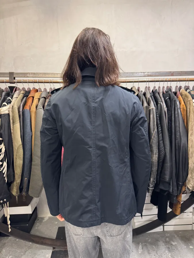2000s Prada Navy Asymmetrical Naval Buttoned Rain Jacket - Image 3