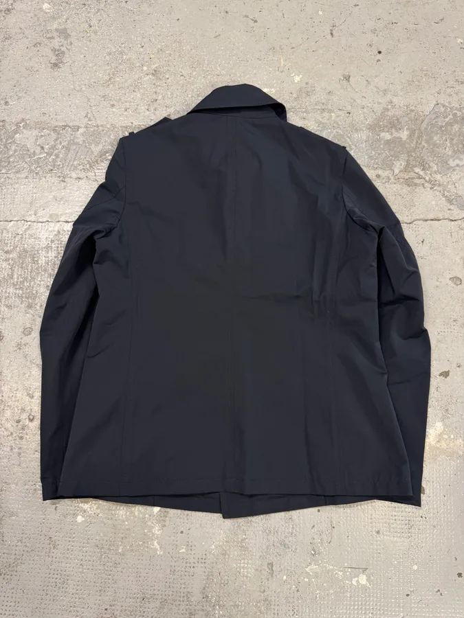 2000s Prada Navy Asymmetrical Naval Buttoned Rain Jacket - Image 4
