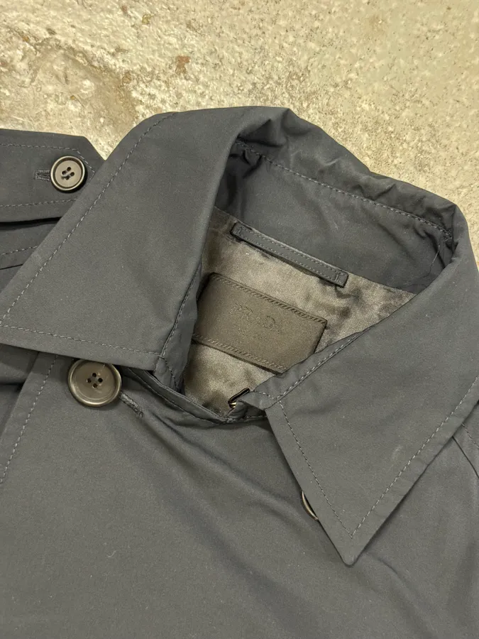 2000s Prada Navy Asymmetrical Naval Buttoned Rain Jacket - Image 5