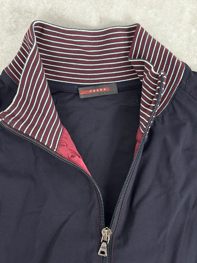 2000s Prada Navy & Bordeaux Windbreaker Zip-up Jacket - Image 8