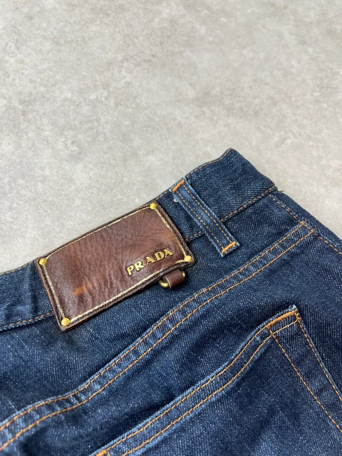 2000s Prada Navy Brut Denim Jeans - Image 10