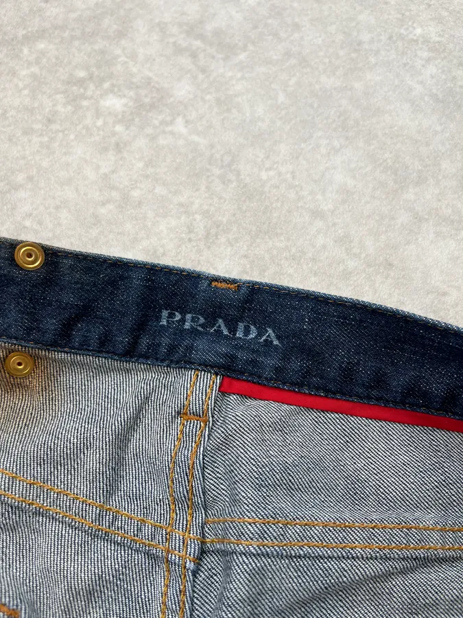 2000s Prada Navy Brut Denim Jeans - Image 12