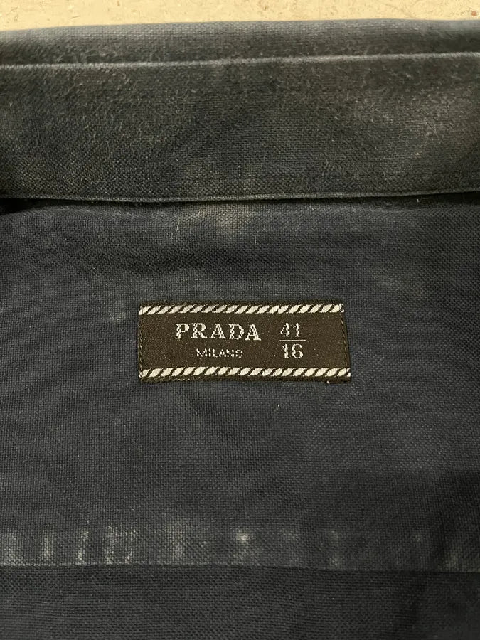 2000s Prada Navy Buttoned Shirt - Image 7