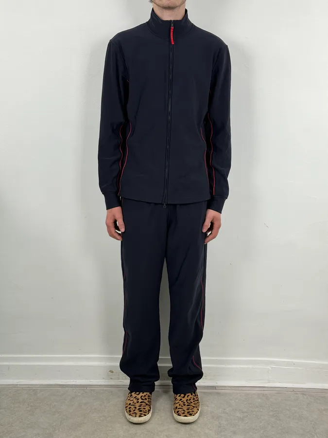 2000s Prada Navy Contrast Red Stripe Tracksuit Set - Image 2