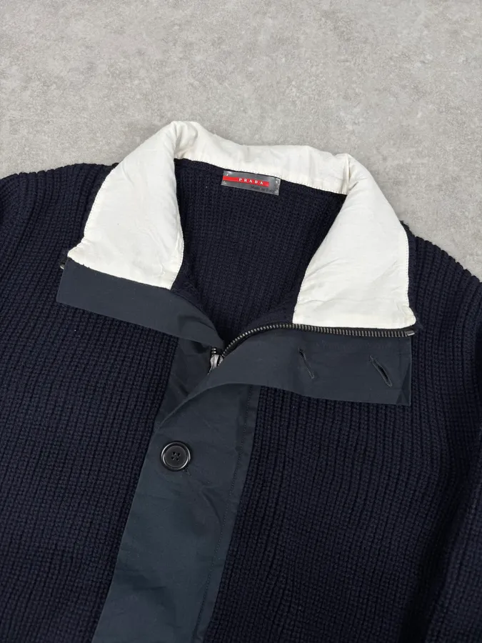 2000s Prada Navy Drivers Wool Cardigan Sweater - Image 6