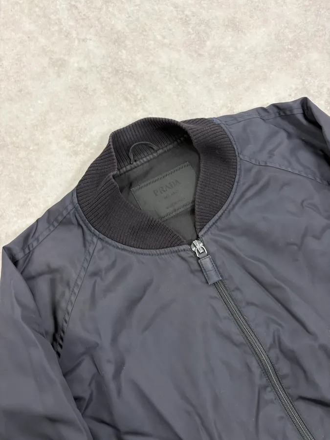 2000s Prada Navy Nylon Bomber Jacket - Image 5