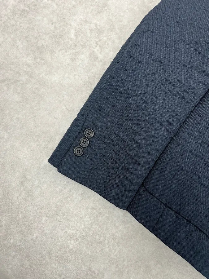 2000s Prada Navy Plissed Blazer Jacket - Image 8
