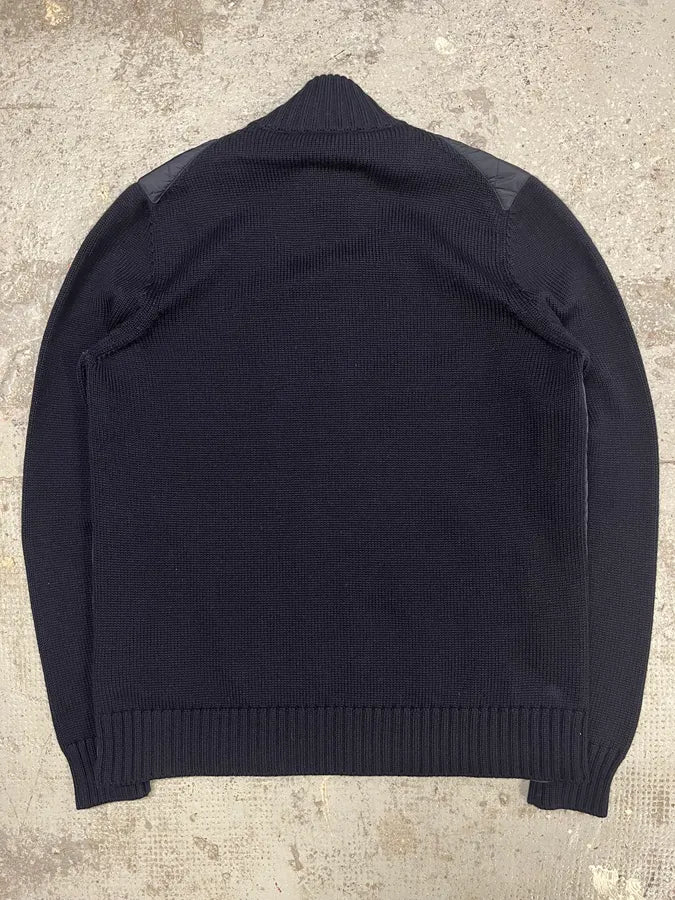 2000s Prada Navy Quilted Zip-up Wool Sweater - Image 7