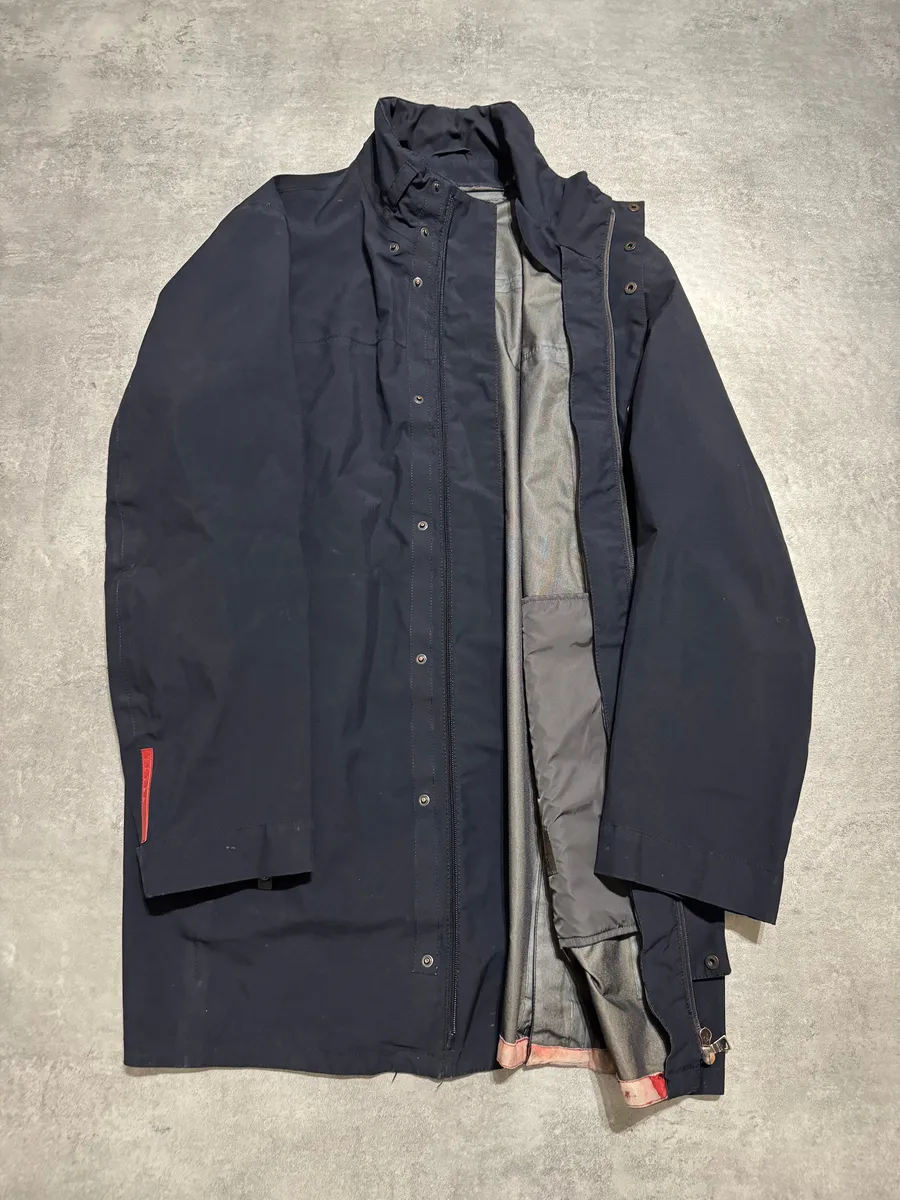 2000s Prada Navy Windbreaker Long Jacket - Image 6