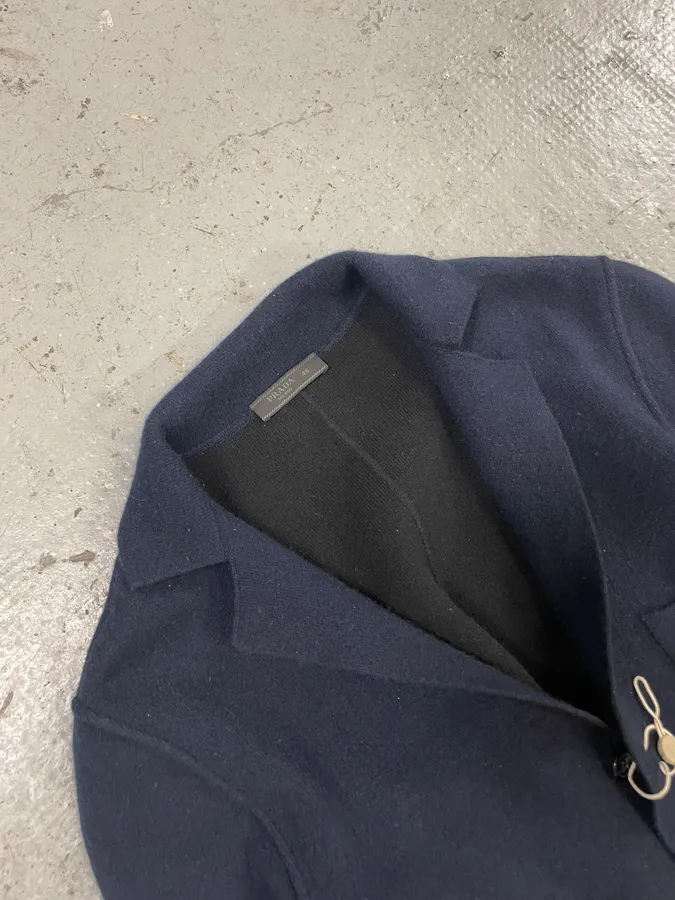 2000s Prada Navy Wool & Cashmere Blazer - Image 5
