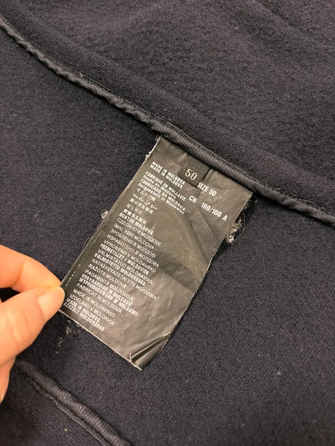 2000s Prada Navy Wool Horne Buckle Mongolian Hooded Jacket - Image 10