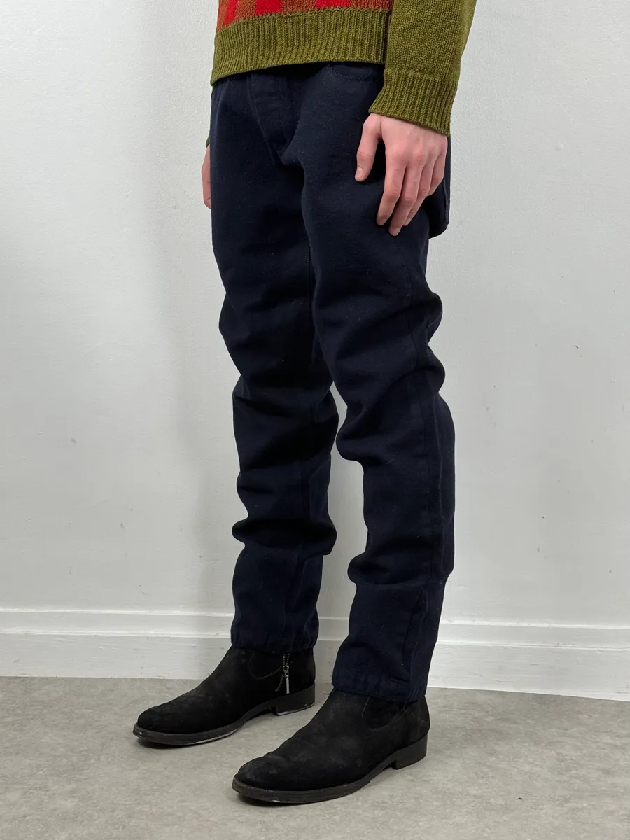 2000s Prada Navy Wool Minimalist Pants - Image 2