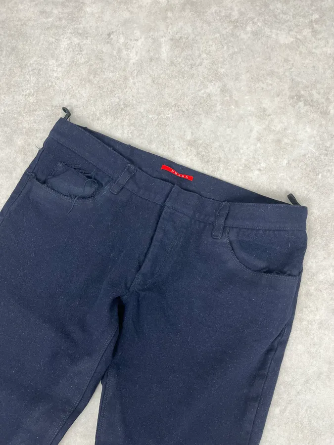 2000s Prada Navy Wool Minimalist Pants - Image 5